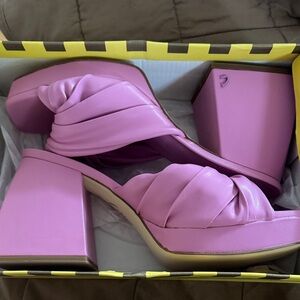 Pink Block Heel Sandals